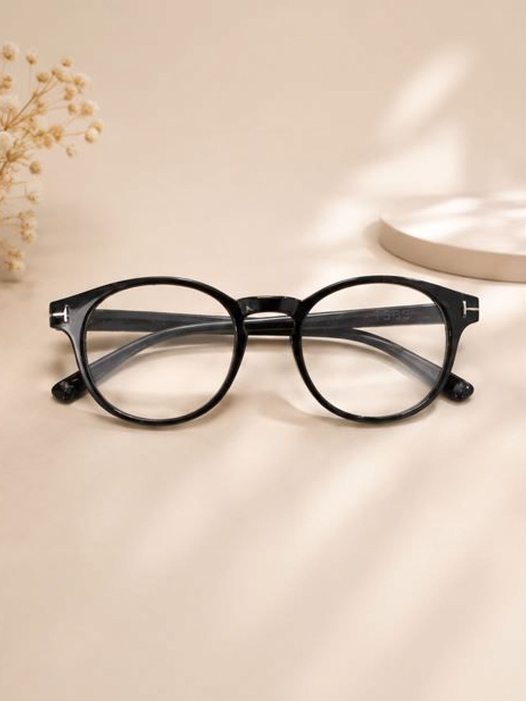 SPADEACES Unisex Clear Lens & Black Round Sunglasses with-image-30