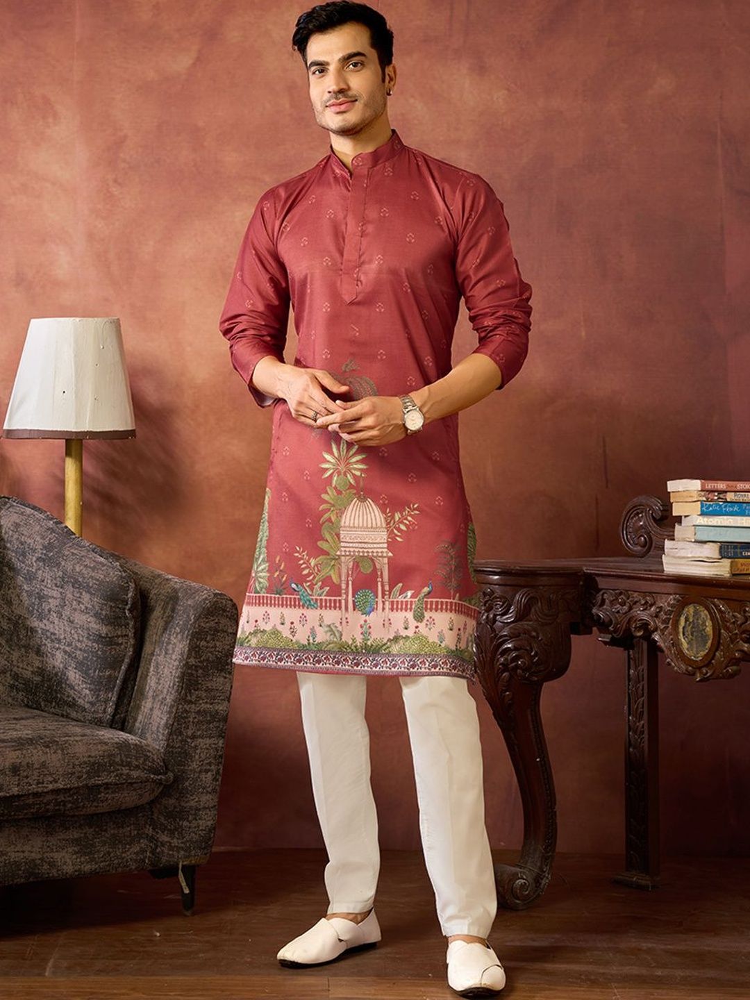 House of Pataudi Men Ethnic Motifs Printed Kurta-picture-41
