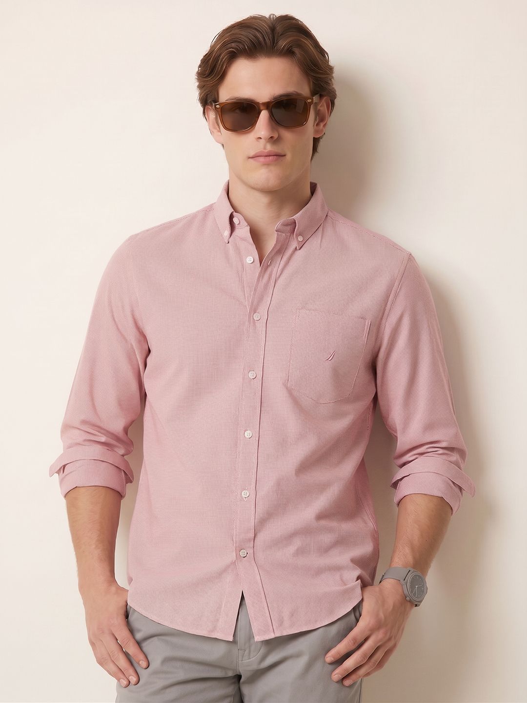 Nautica Button-Down Collar Premium Slim Fit Pure Cotton Casual Shirt-picture-45