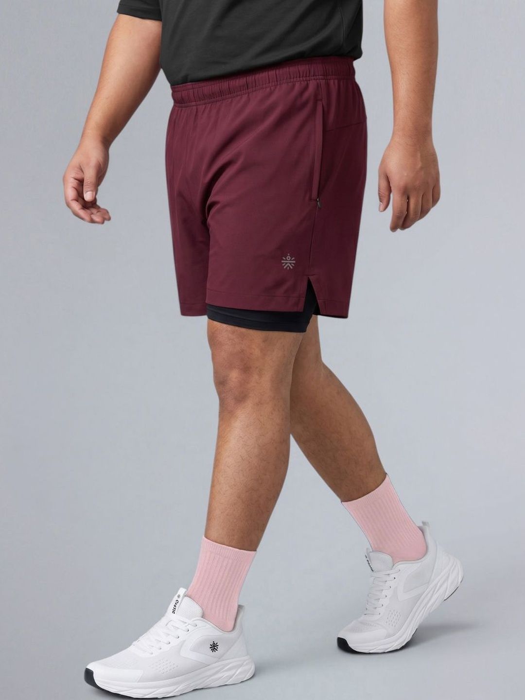 CULT Men's Maroon Running Plus Size In-Built Shorts-picture-11