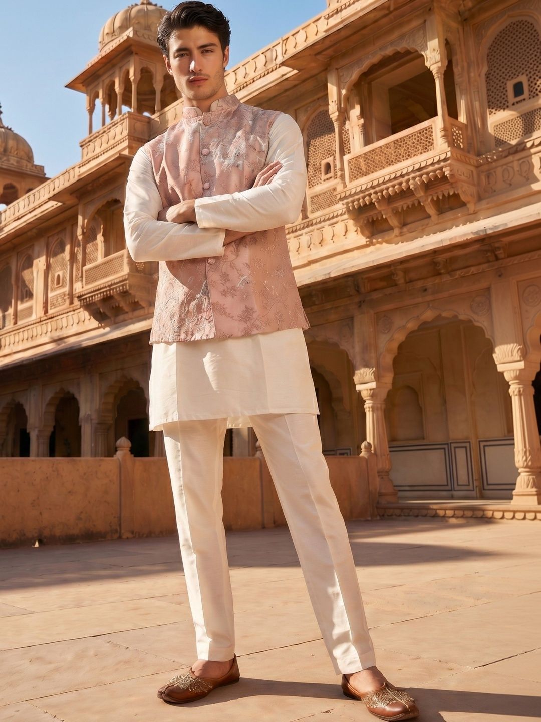 DRIP CHOWK Embroidered Woven Nehru Jacket-picture-48