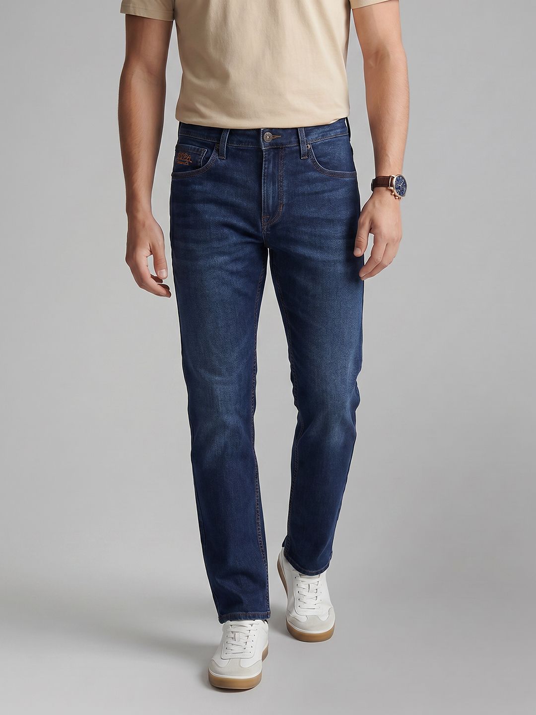 U.S. Polo Assn. Denim Co. Men Slim Straight Fit Light Fade Stretchable Jeans-picture-23