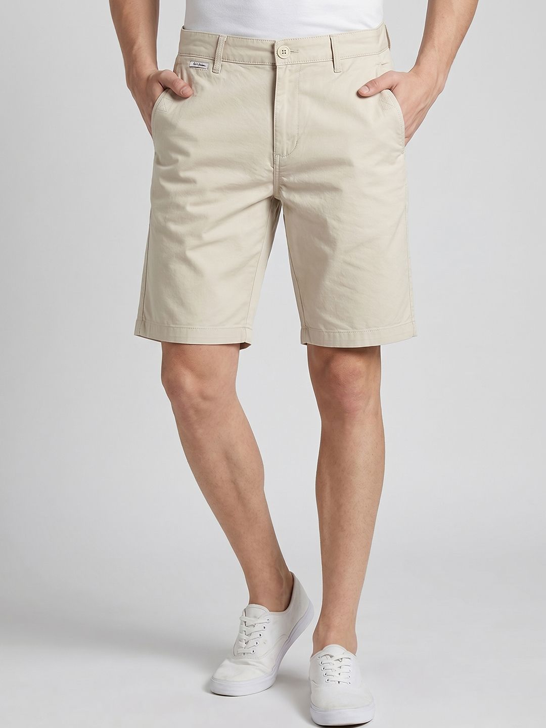 Mast & Harbour Men Beige Solid Chino Shorts-picture-46