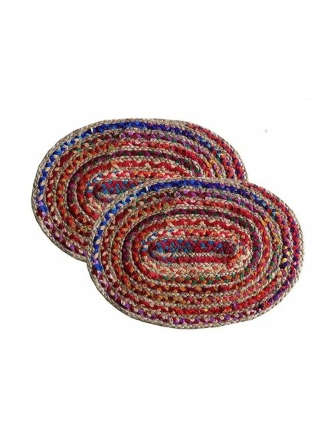 Siya Textiles 2-Pcs Red & Blue Textured Anti-Skid Doormats-picture-43