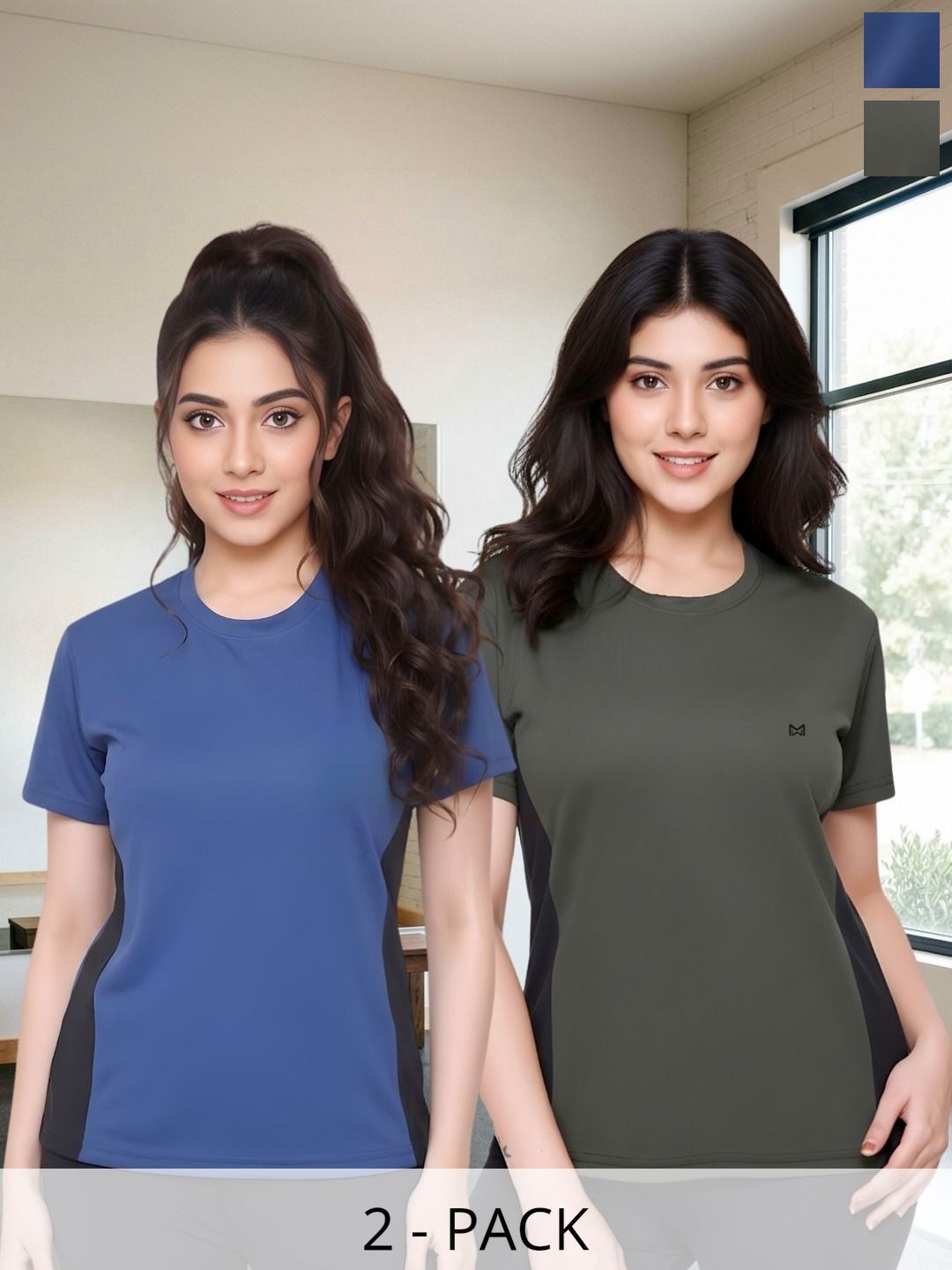 White Moon Women 2 Colourblocked T-shirt-image-48