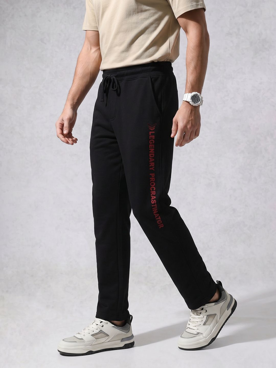 WROGN Men Regular Fit Typography Printed Track Pants-image-33