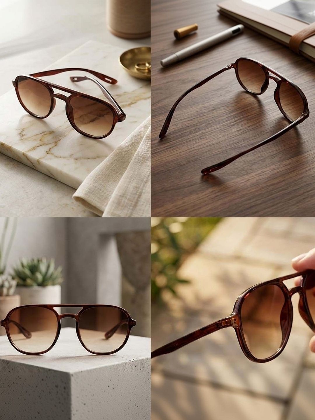 Elligator Men Brown Lens & Brown Aviator Sunglasses with-image-40