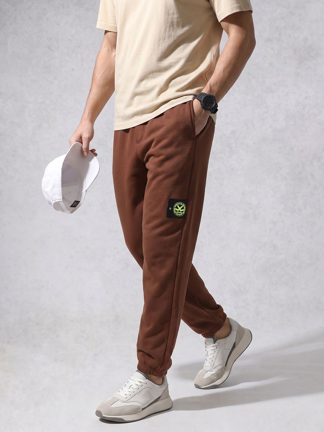 WROGN Men Regular Fit Brand Logo Joggers-picture-18