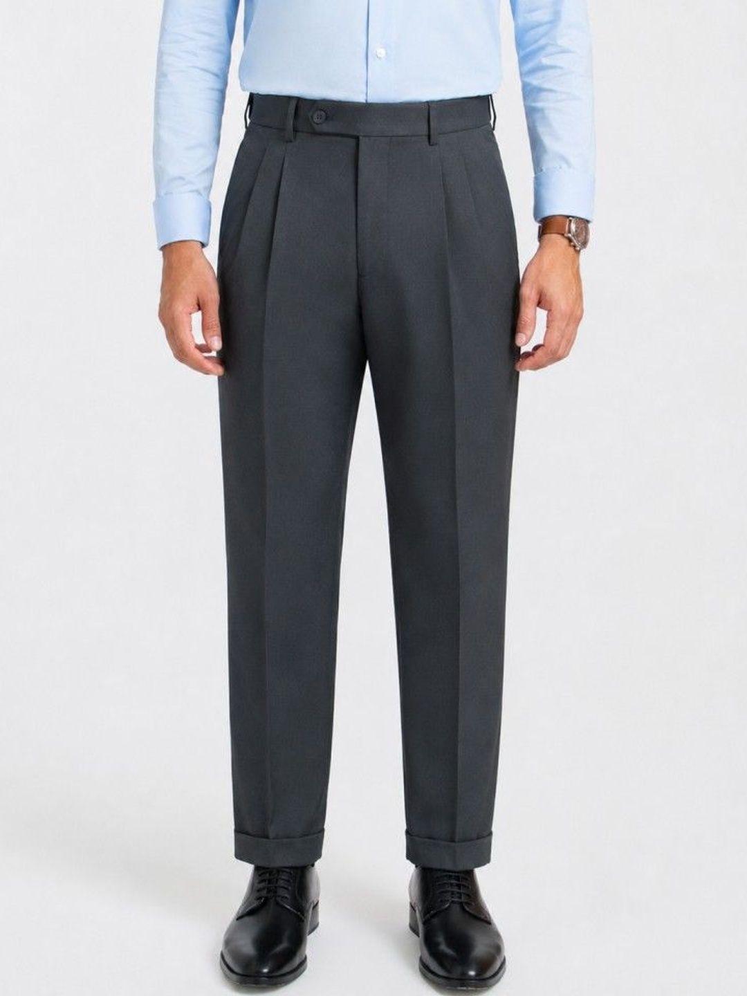 The Pant Project Men Relaxed Straight Leg Straight Fit Pleated Trousers-picture-29