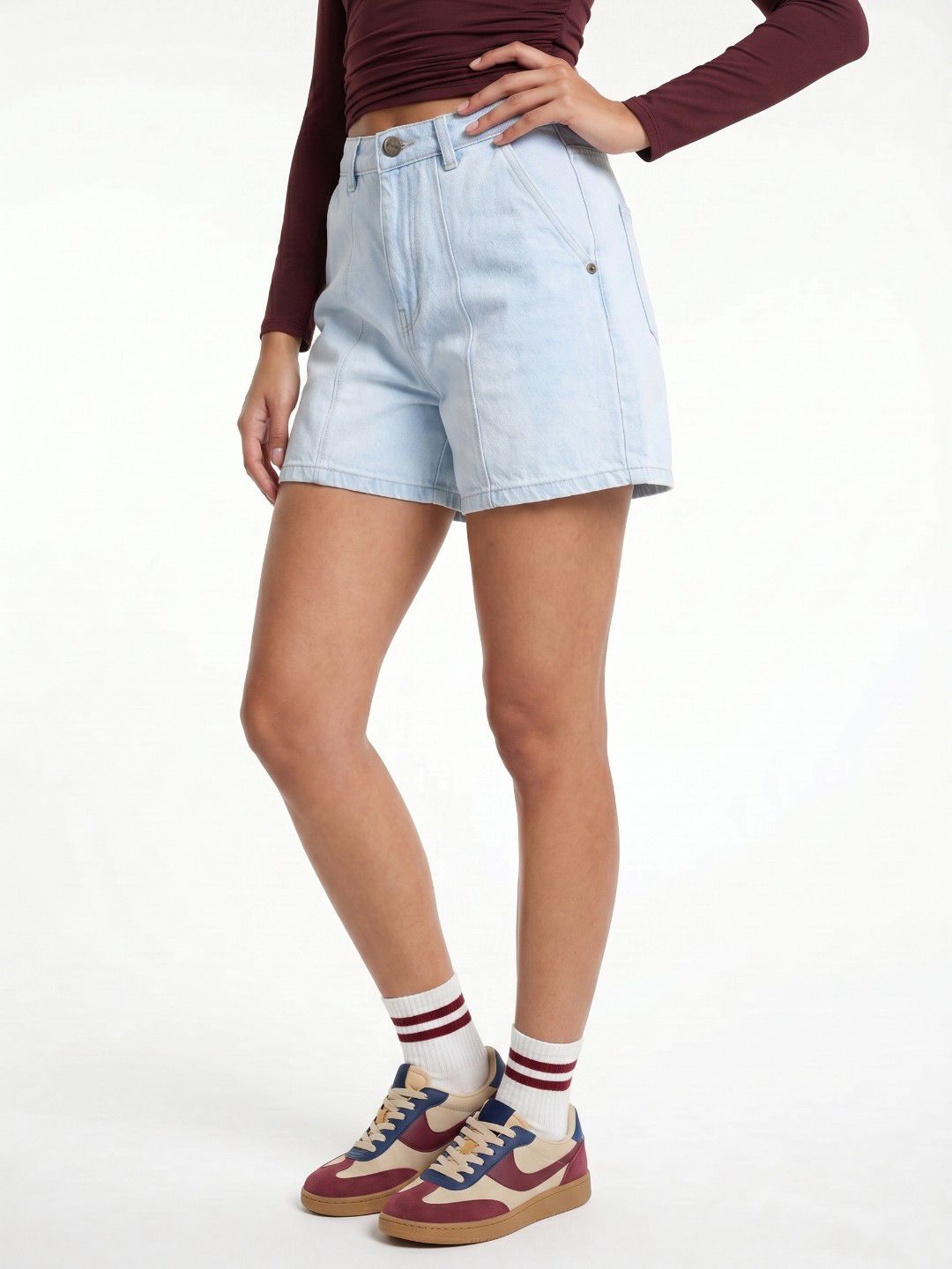 glitchez Women Pure Cotton Relaxed Fit Denim Shorts-picture-32
