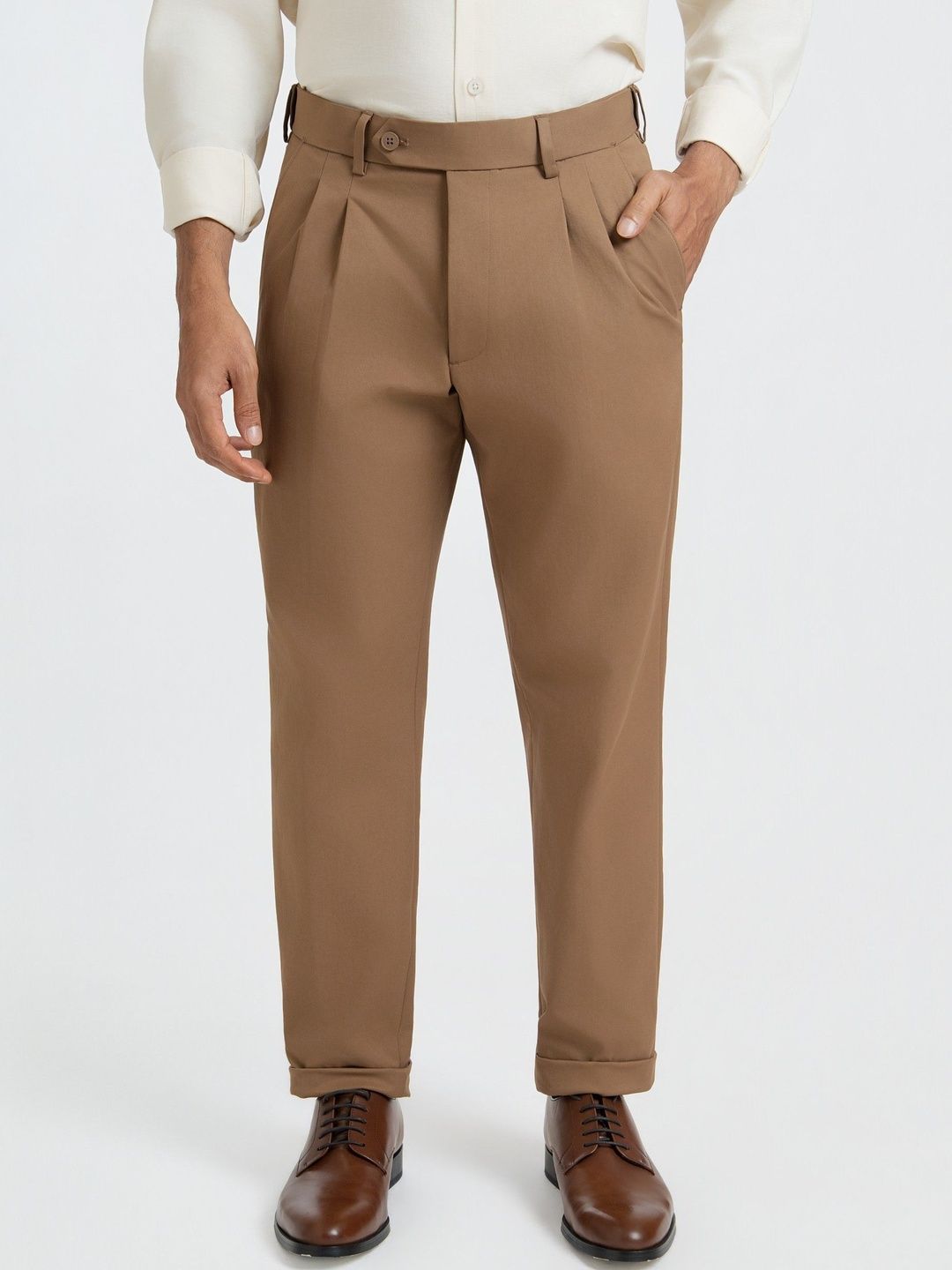 The Pant Project Men Relaxed Straight Leg Straight Fit Pleated Trousers-picture-27