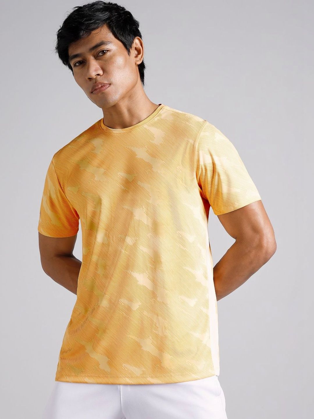 CULT Men's Yellow Urban Camo Running T-shirt-image-46