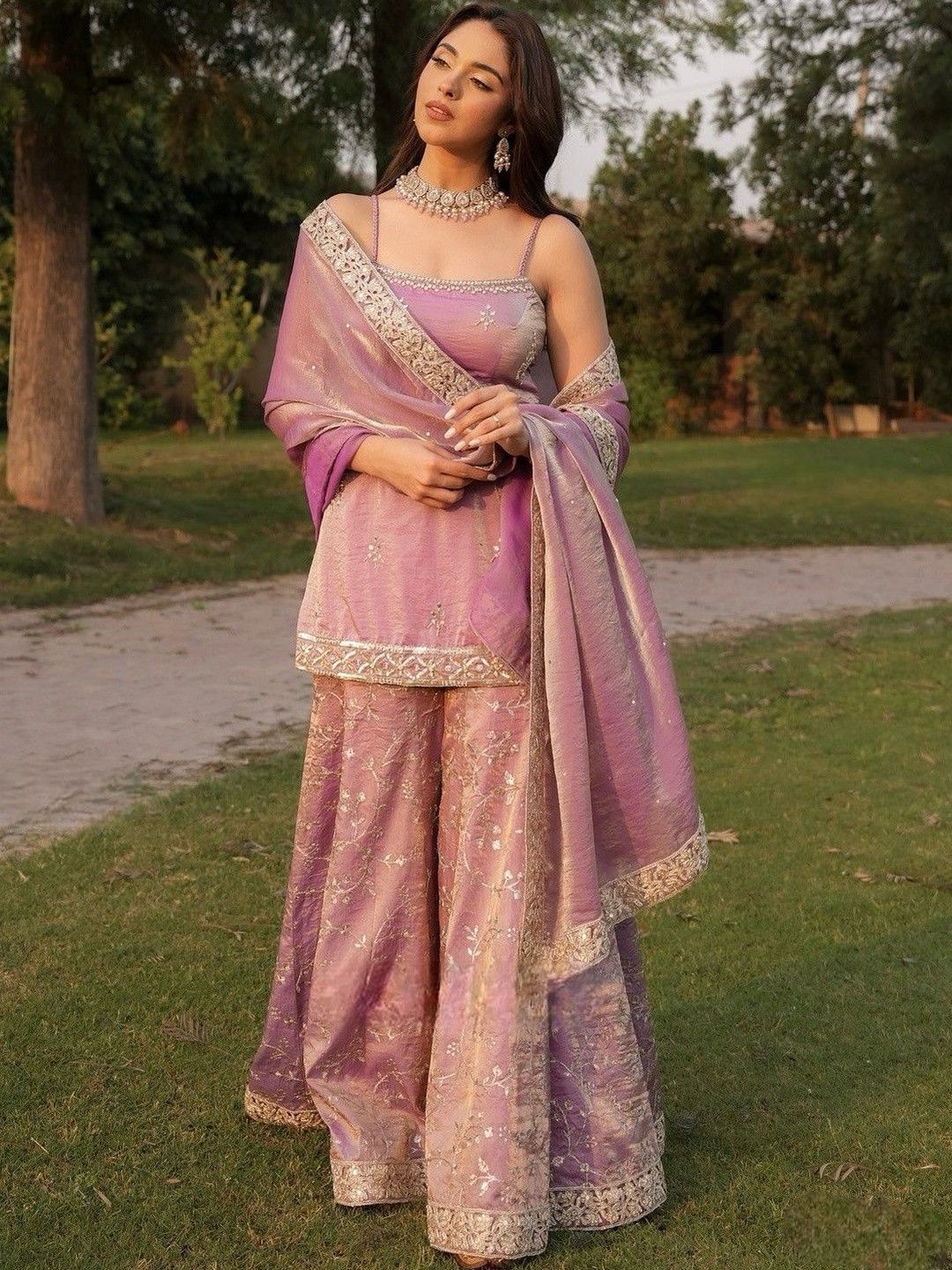 Moda Rapido Women Ethnic Motifs Embroidered Regular Kurta with Sharara & With Dupatta-picture-17