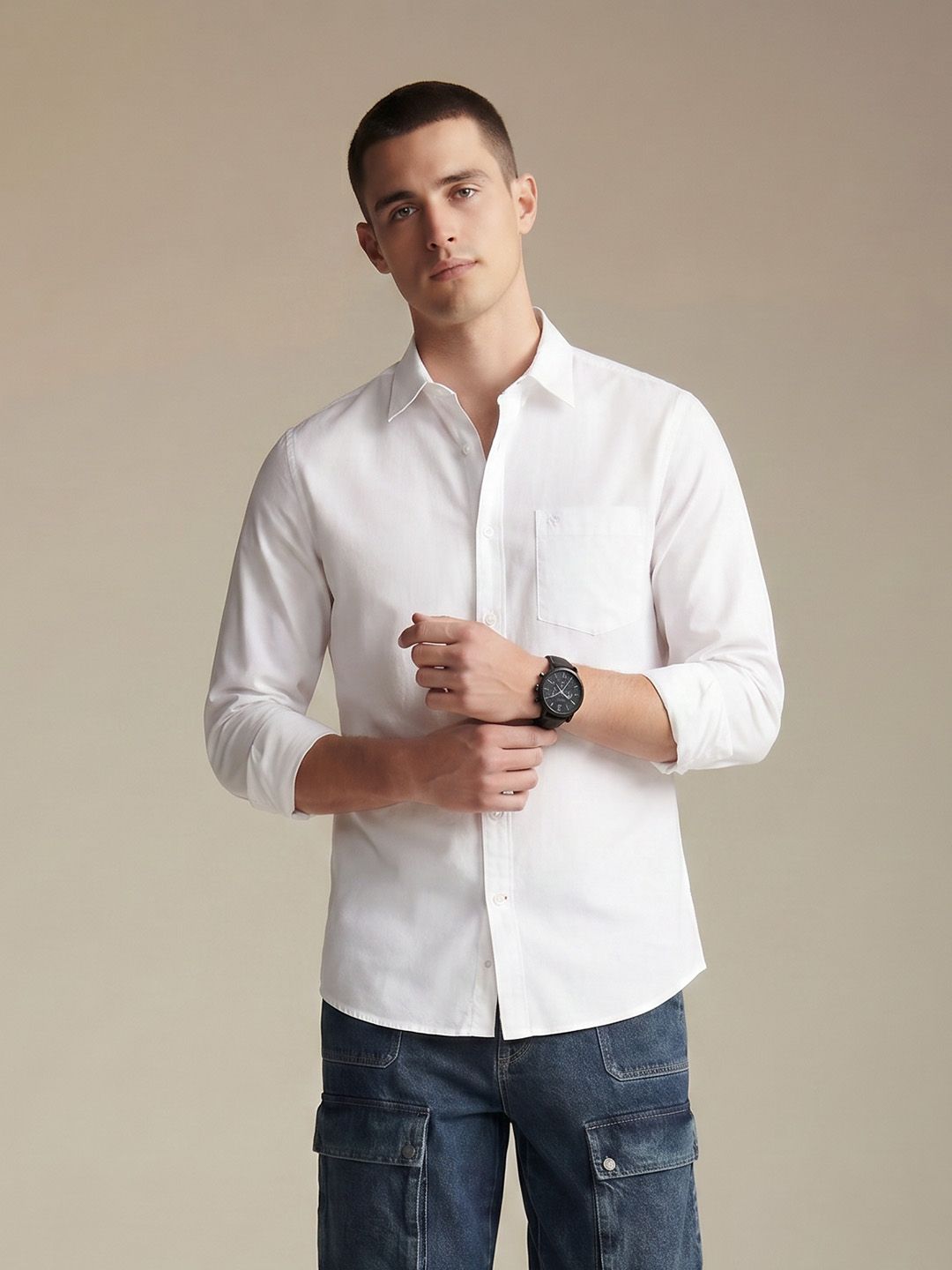 Being Human Spread Collar Moderno Fit Pure Cotton Shirt-picture-21