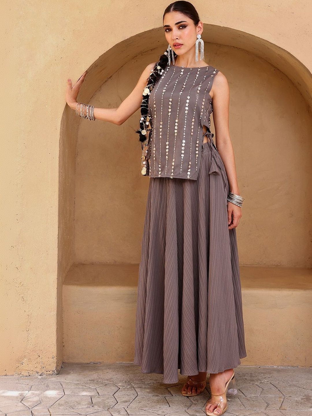 QISSA Embellished Sequinned Ready to Wear Lehenga &-picture-2
