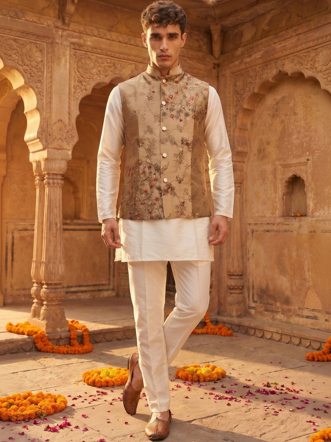 DRIP CHOWK Embroidered Woven Nehru Jacket-picture-52