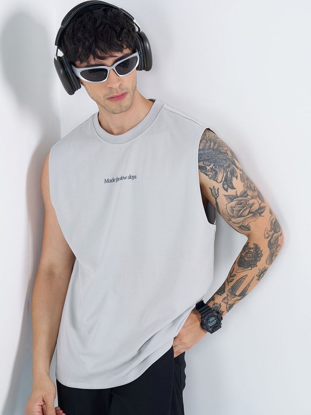 Ajile by Pantaloons Printed Cotton Blend Gym Vest-picture-15