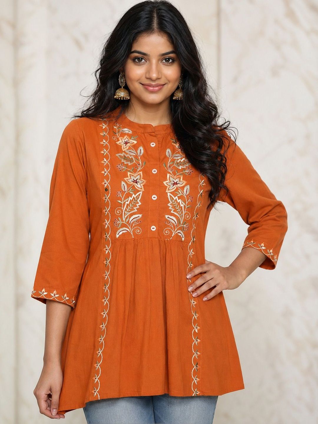 GULMEHAK Mandarin Collar Embroidered Ethnic Tunic-picture-2