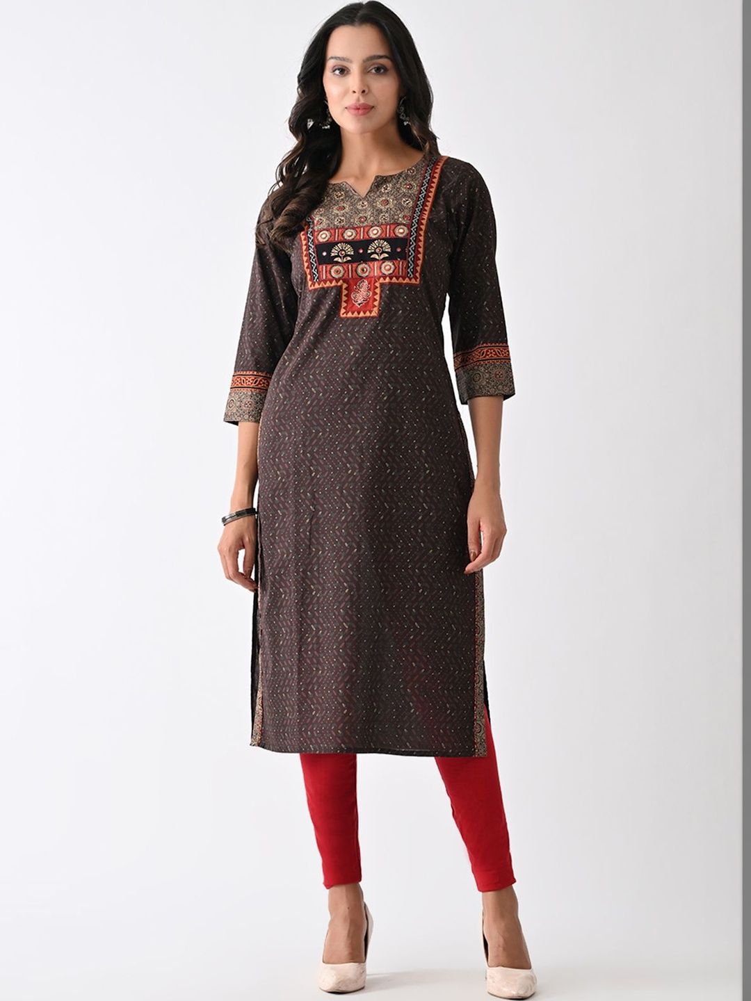 Sabhyata Women Ethnic Motifs Printed Mirror Work Kurta-picture-23