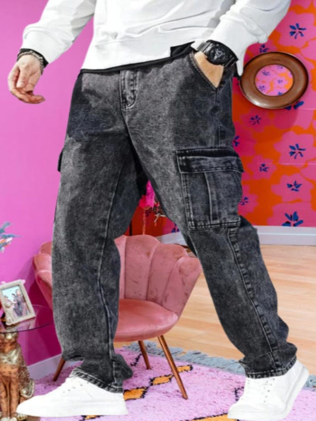 Playfeel Men Relaxed Fit Mid-Rise Jeans-picture-47