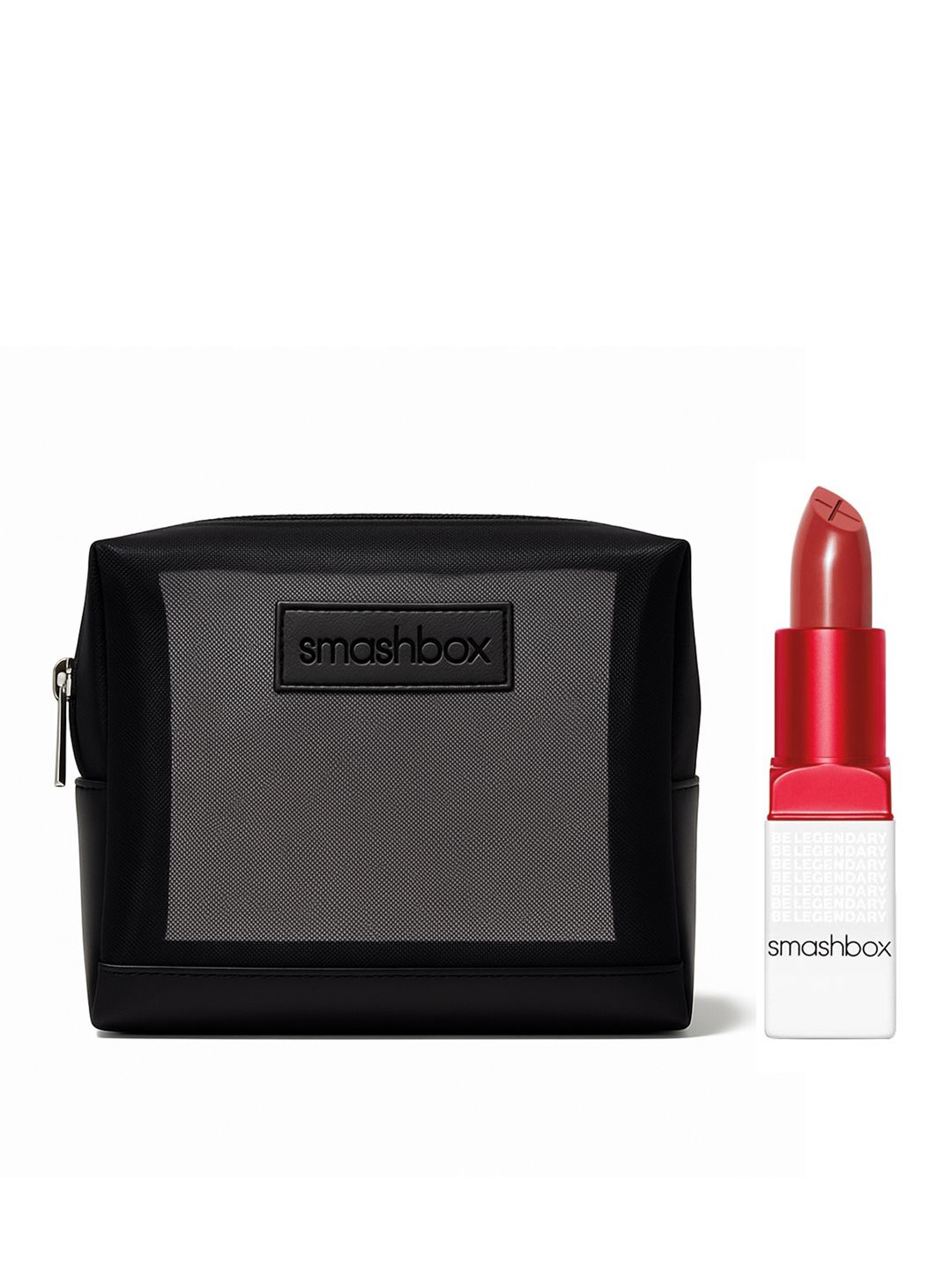 Smashbox Set Of 2 Mesh Cosmetic Pouch + Prime & Plush Lipstick- First Time-image-15