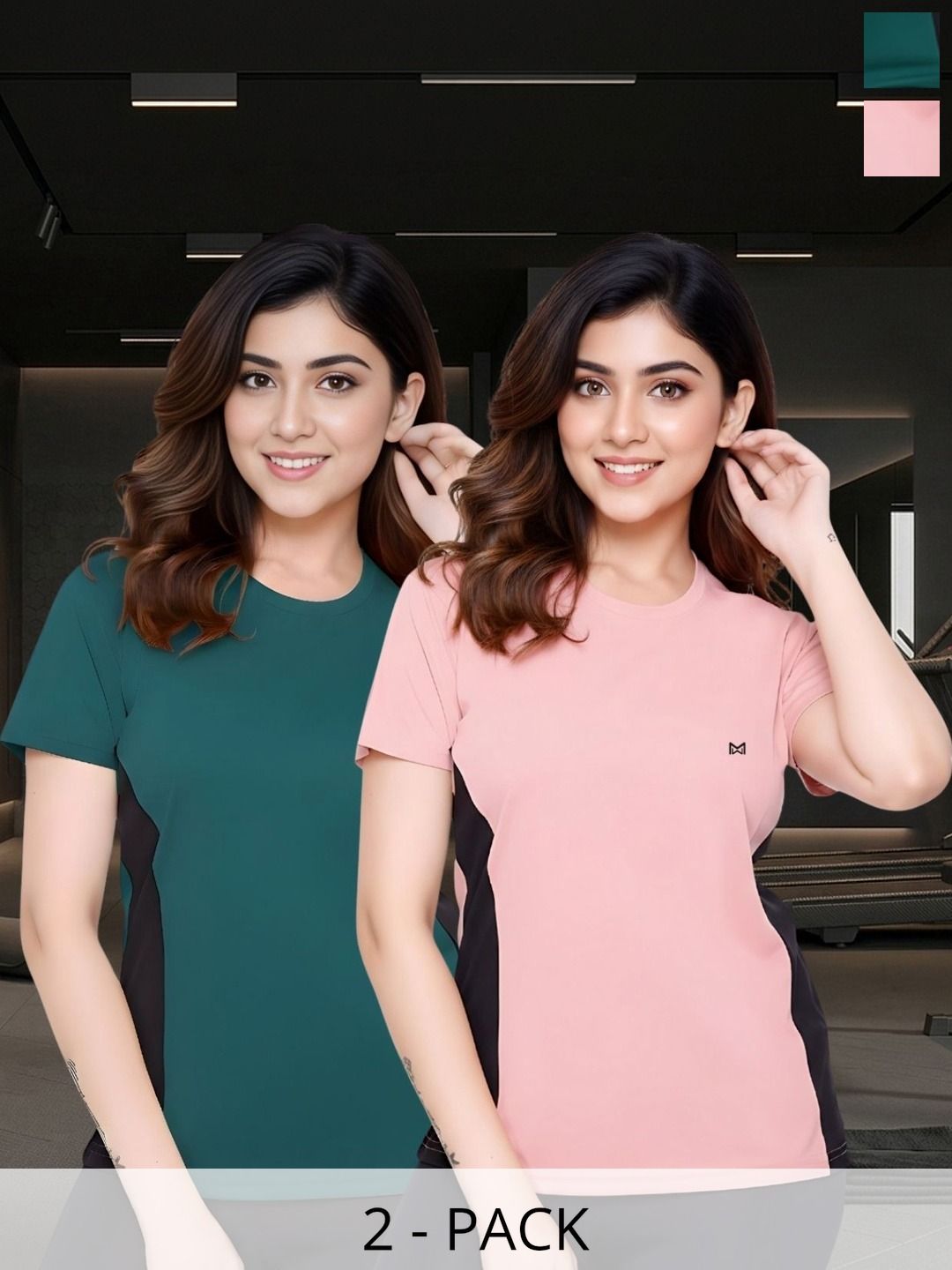 White Moon Women Brand Logo 2 Colourblocked T-shirt-image-42