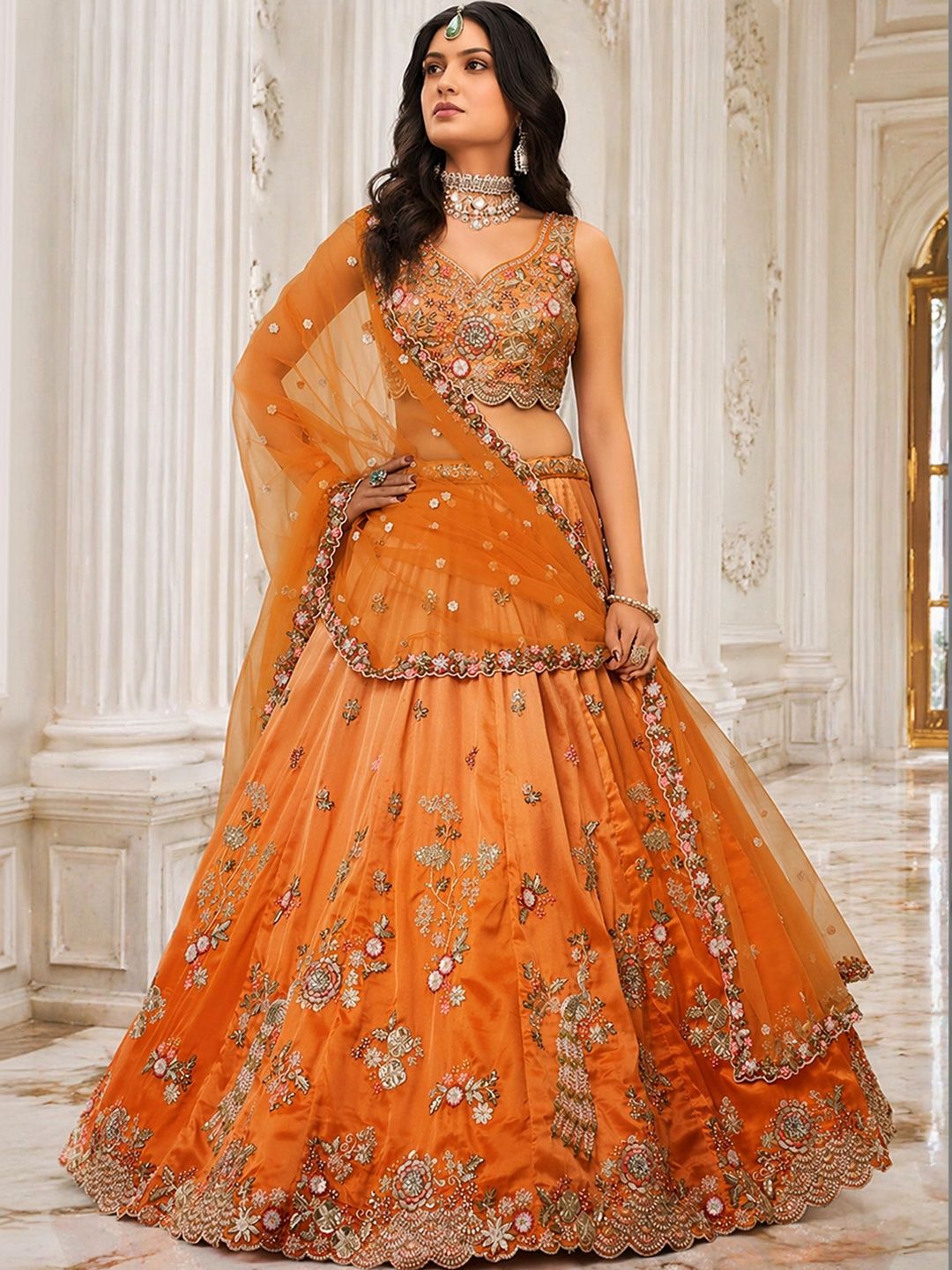 KALINI Embroidered Sequinned Semi-Stitched Lehenga & Unstitched Blouse With Dupatta-picture-27