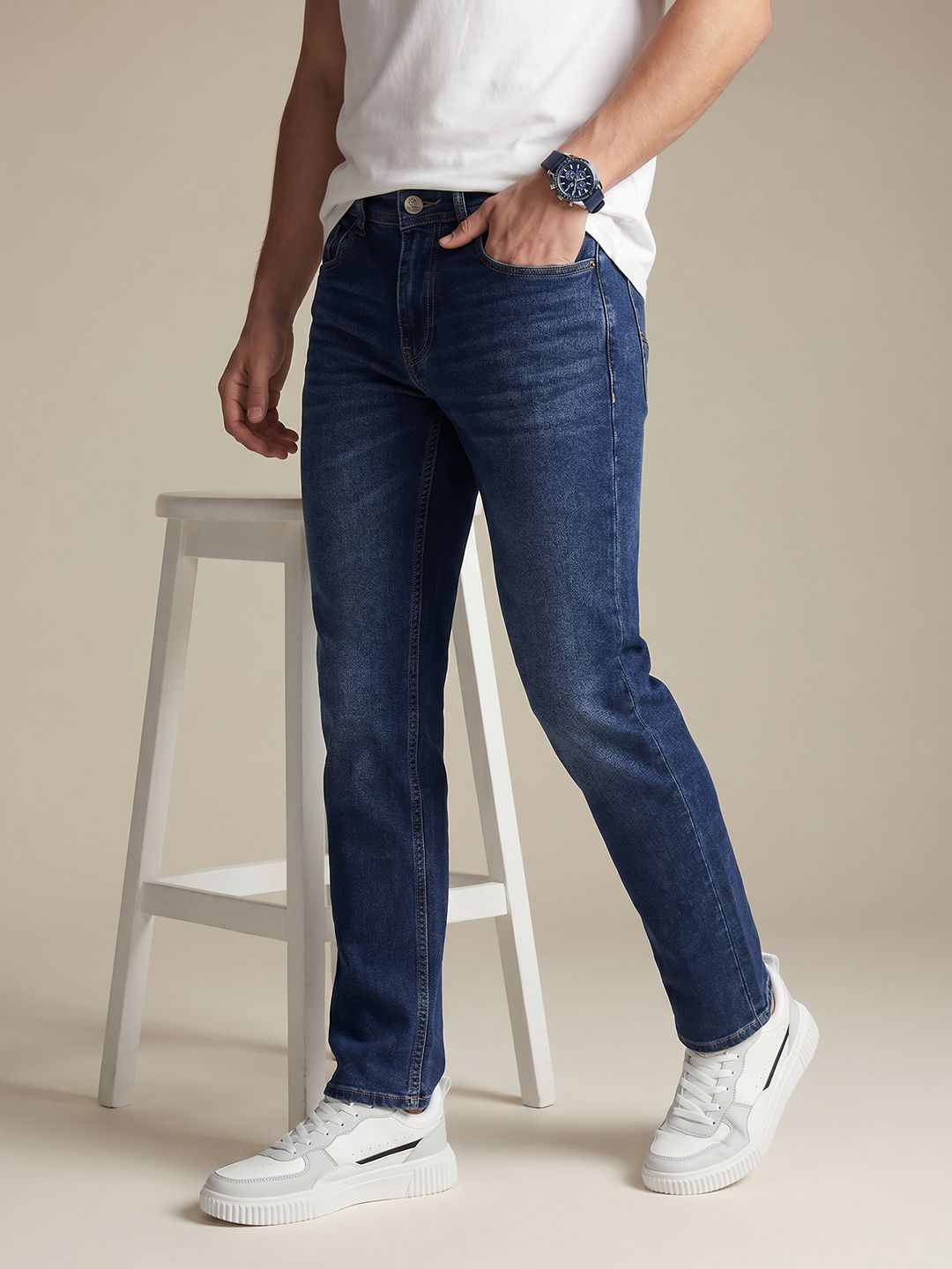 Being Human Men Straight Fit Mid-Rise Light Fade Jeans-picture-13