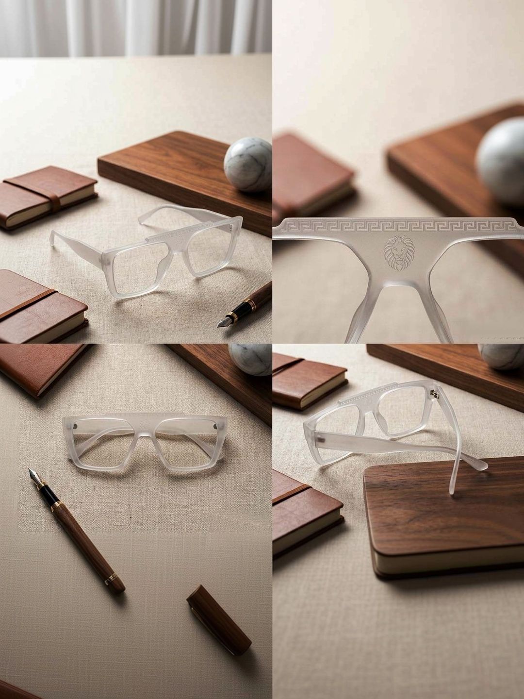 Elligator Men Clear Lens & White Square Sunglasses with-picture-37