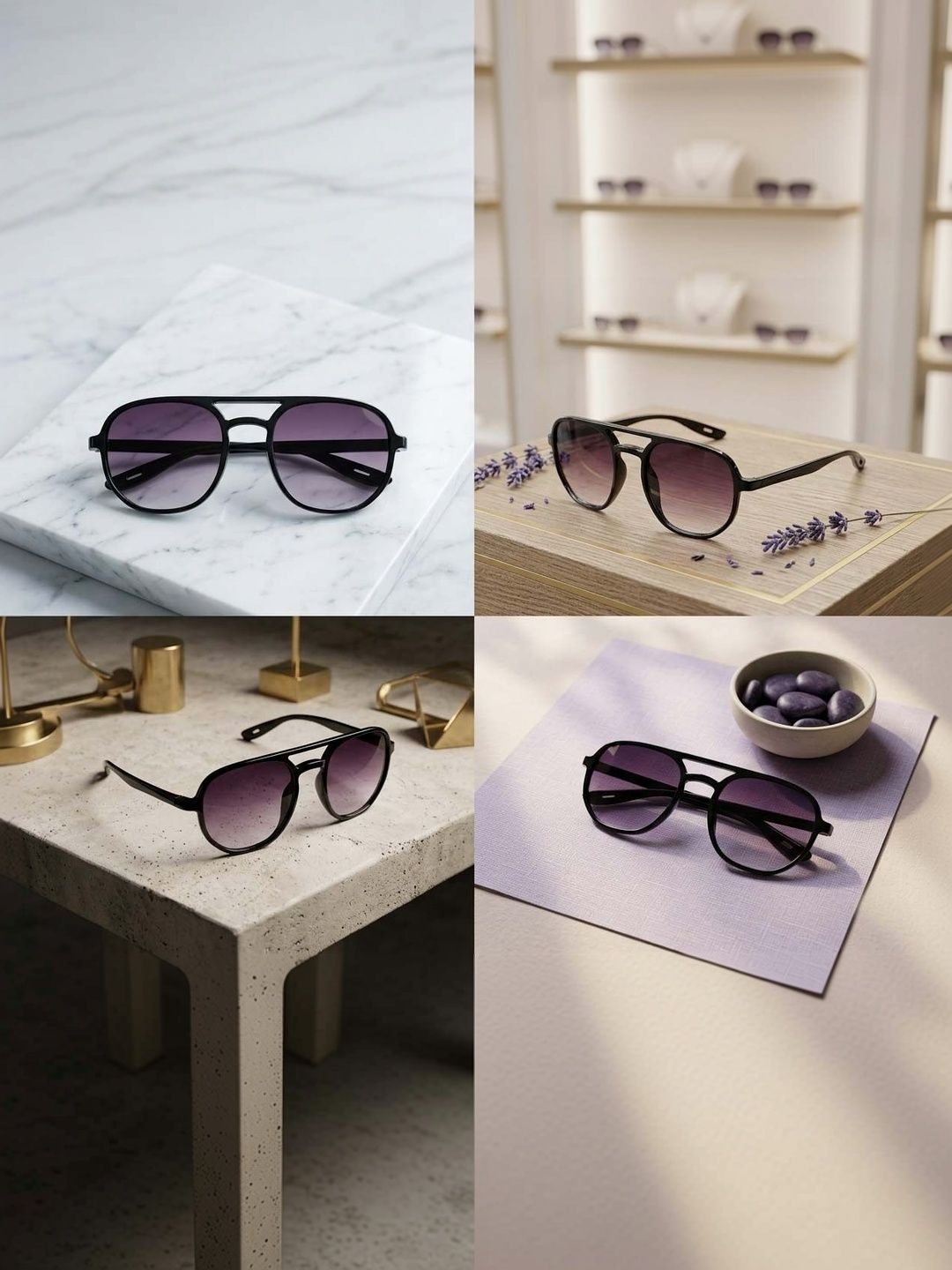Elligator Men Purple Lens & Black Aviator Sunglasses with-image-45