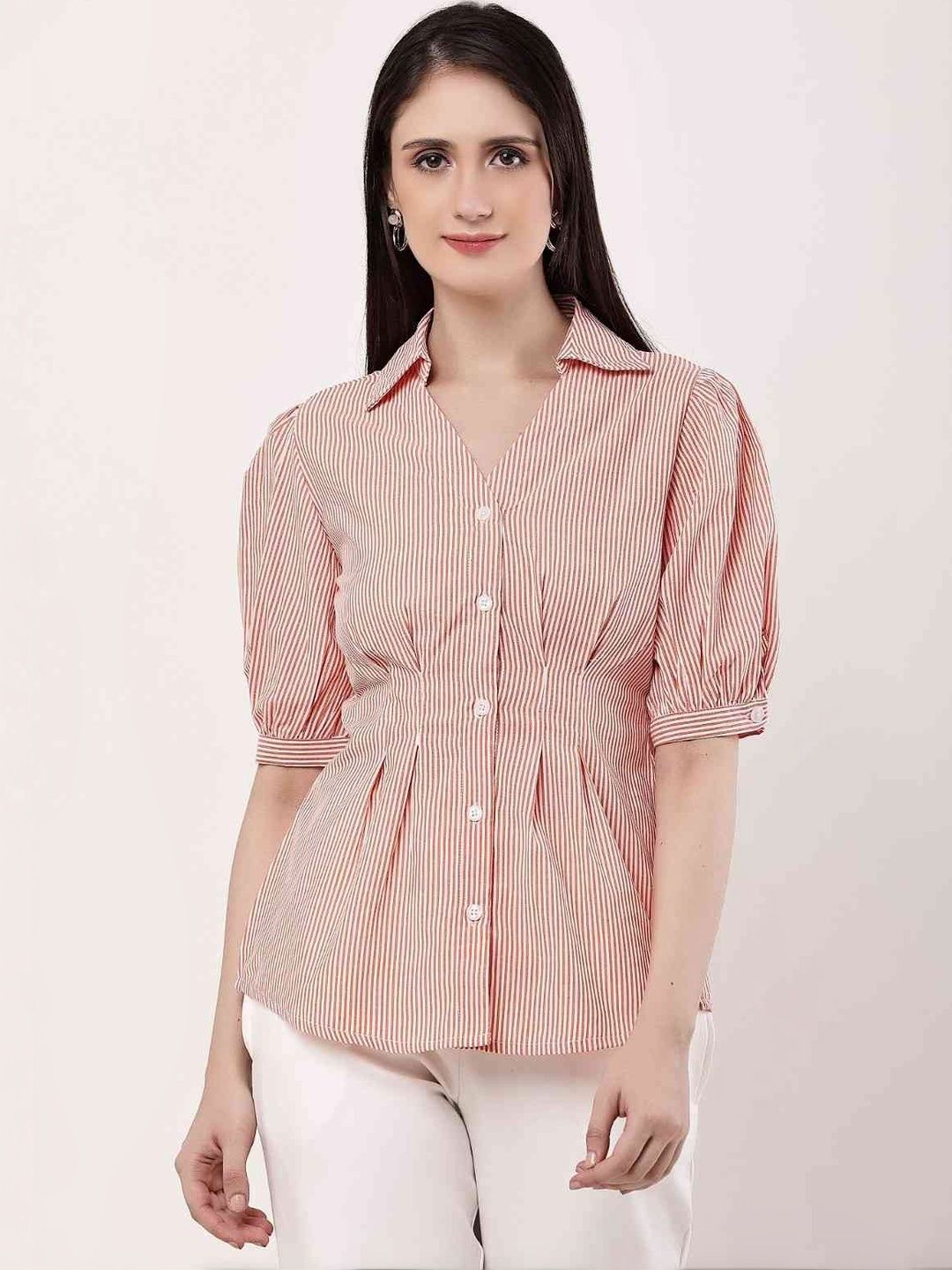 Jivitha Striped Puff Sleeve Cotton Top-picture-24