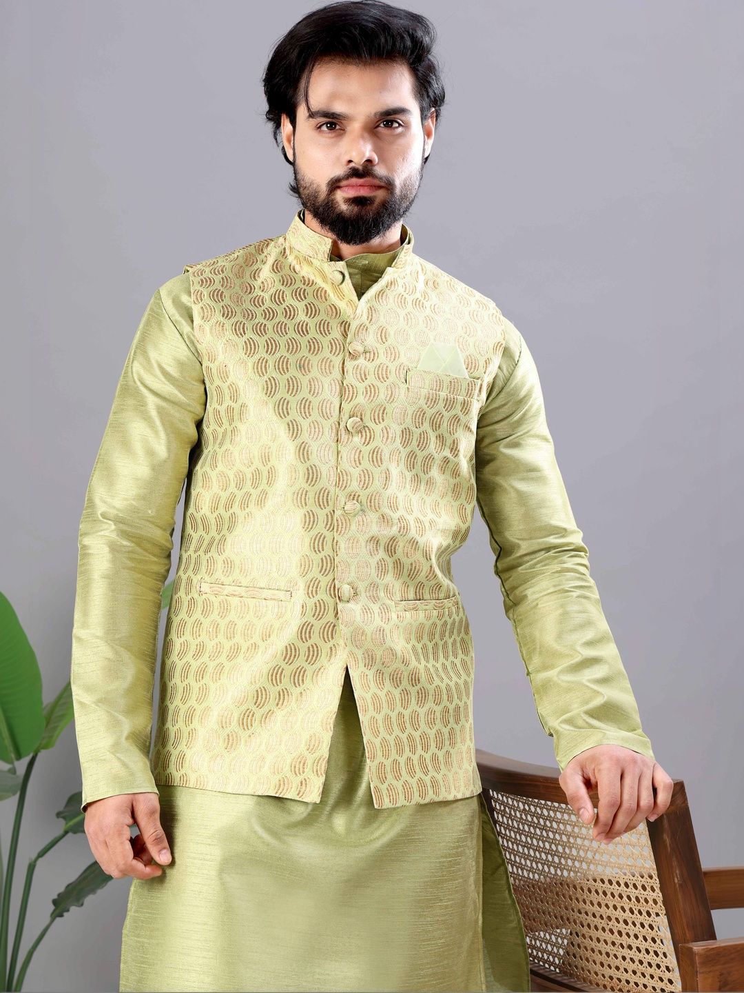 MODERN MUGHALS Woven Design Nehru Jacket-picture-34