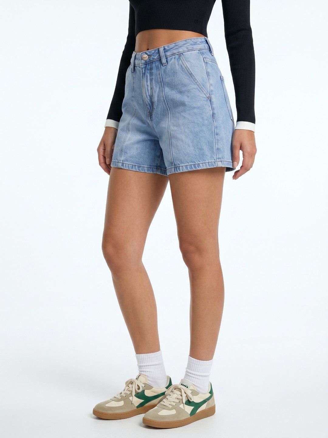glitchez Women Pure Cotton Relaxed Fit Denim Shorts-picture-11