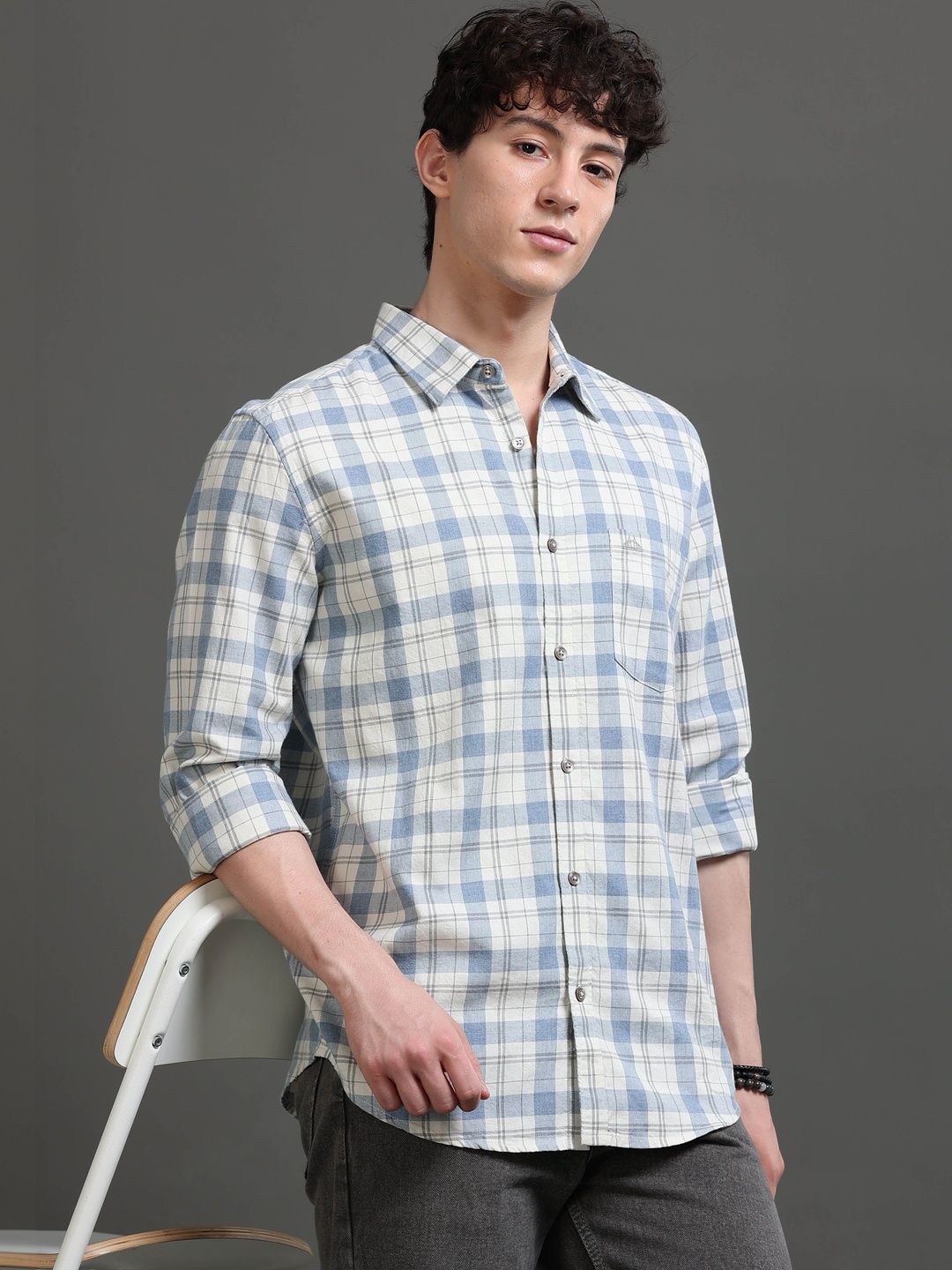 British Club Men Smart Slim Fit Gingham Checks Checked Casual Shirt-picture-11