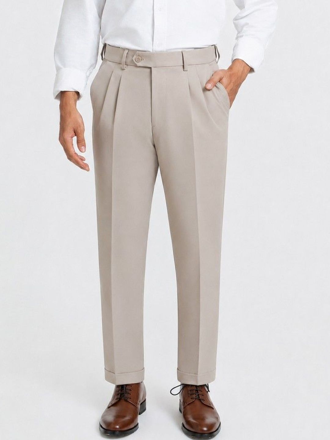 The Pant Project Men Relaxed Straight Leg Straight Fit Pleated Trousers-picture-26