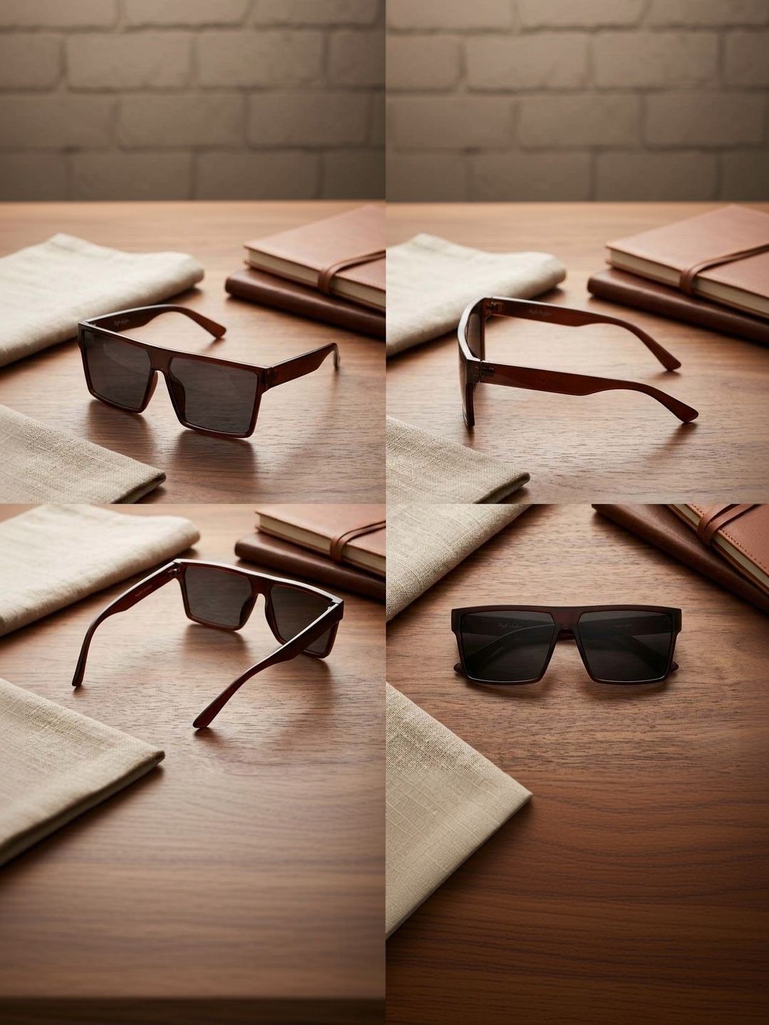 Elligator Men Black Lens & Brown Square Sunglasses with-picture-33