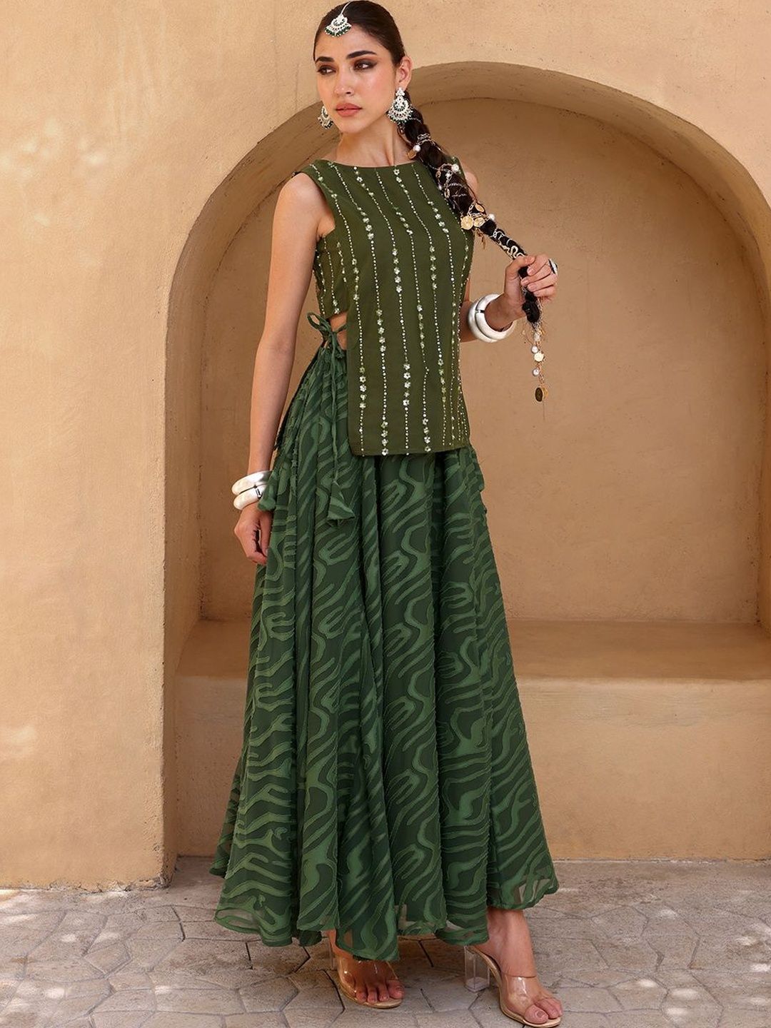 QISSA Embellished Sequinned Ready to Wear Lehenga &-picture-5