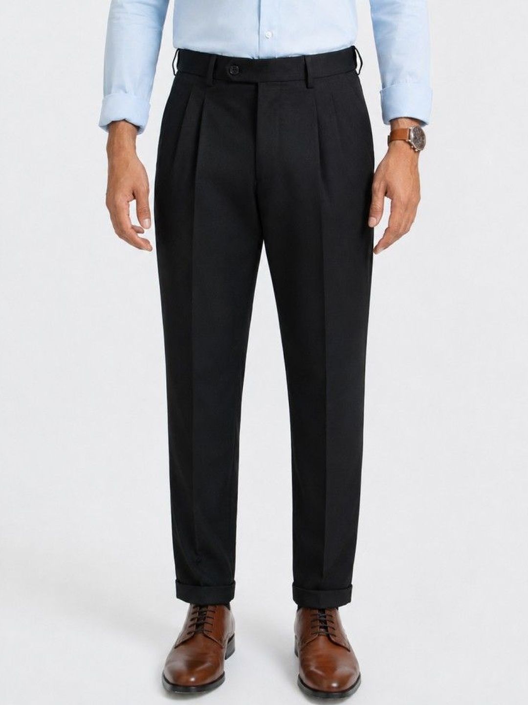 The Pant Project Men Relaxed Straight Leg Straight Fit Pleated Trousers-picture-25