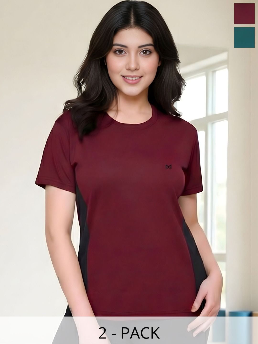 White Moon Women 2 Colourblocked T-shirt-image-46