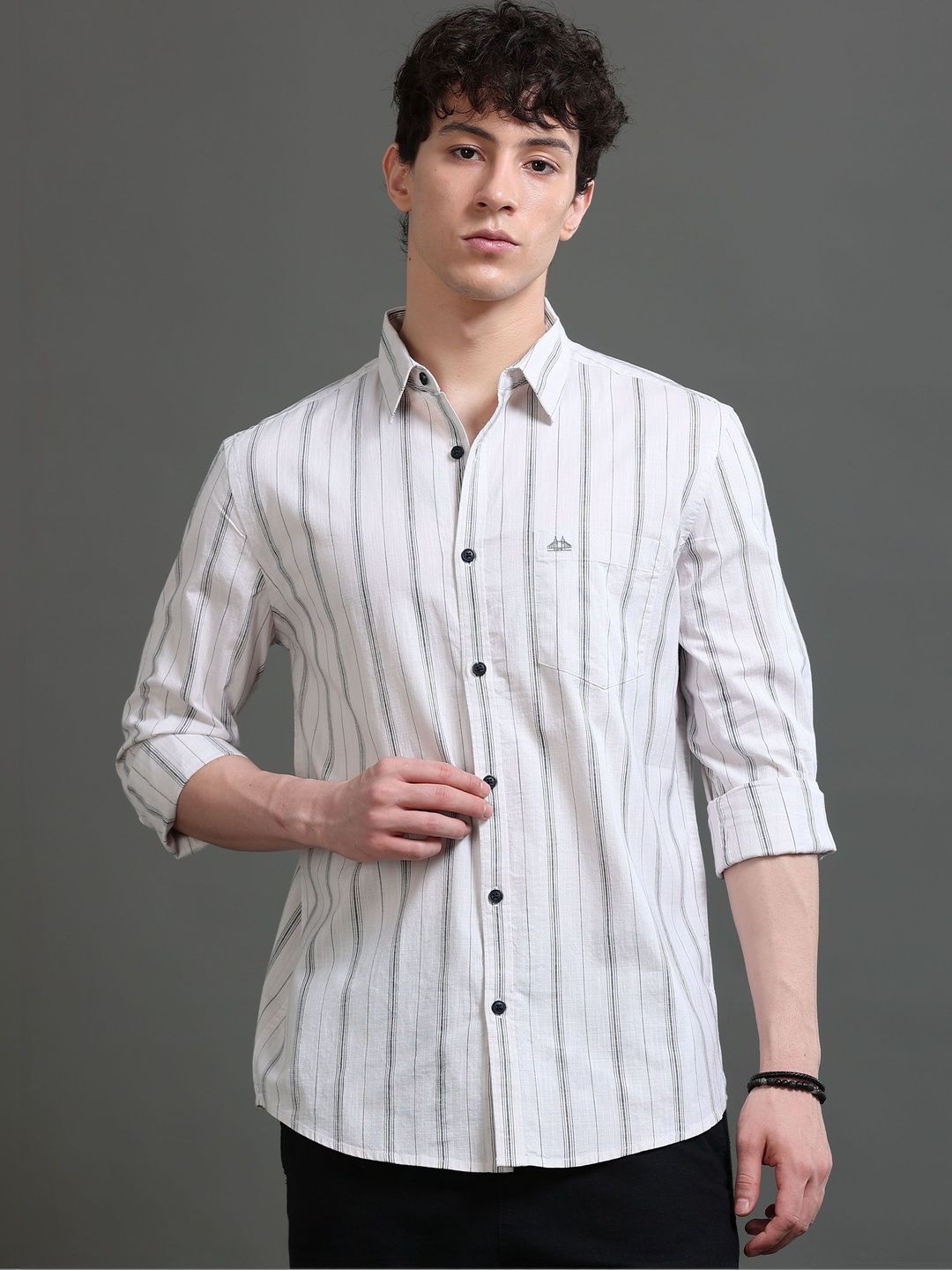 British Club Men Smart Slim Fit Striped Casual Shirt-picture-10