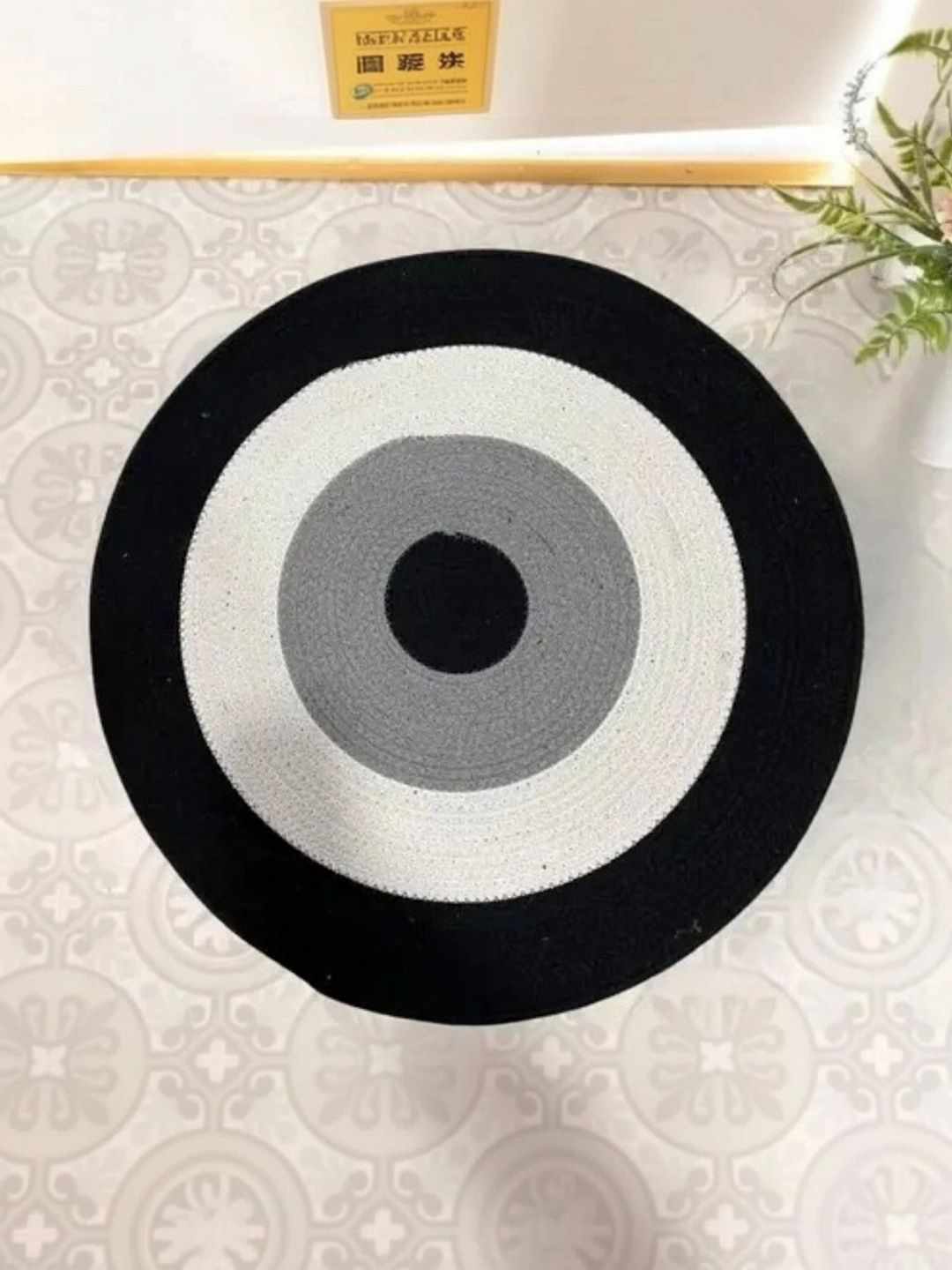 Siya Textiles White & Black Textured Anti-Skid Doormats-picture-58