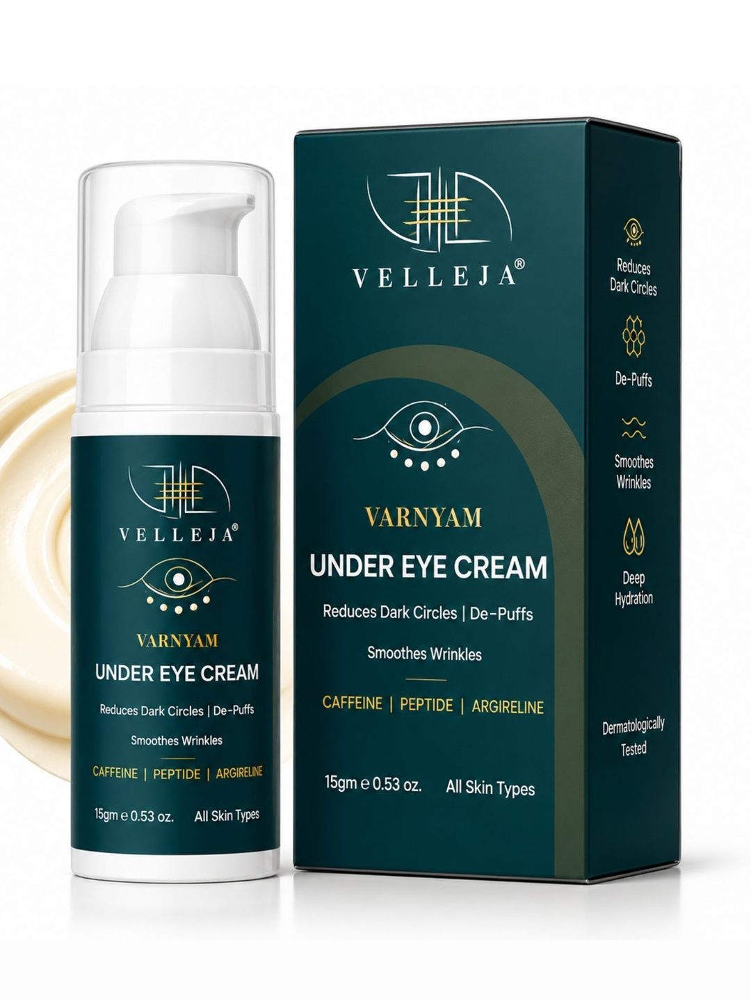 Velleja Under Eye Cream for Dark Circles, Puffiness & Fine Lines with Peptides & Bakuchiol-picture-54