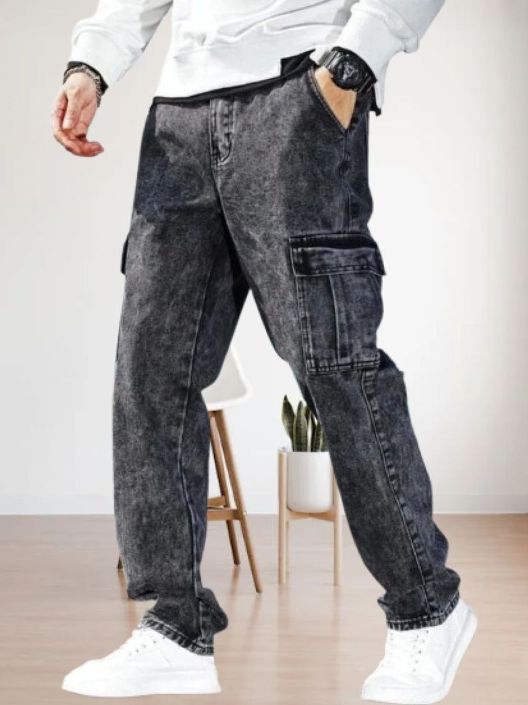 Playfeel Men Relaxed Fit Mid-Rise Jeans-picture-48