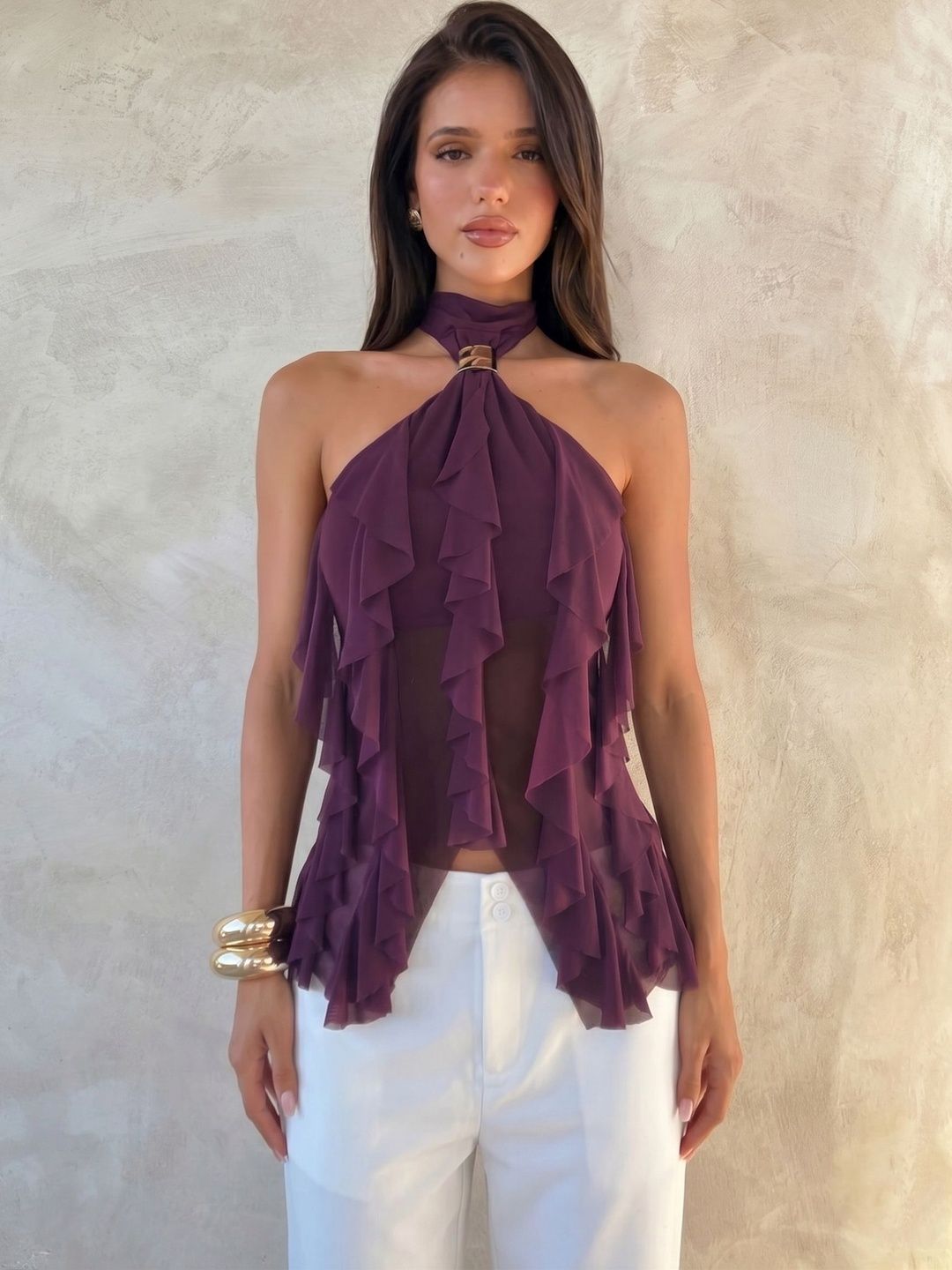 Suo Halter Neck Ruffles Top-picture-17