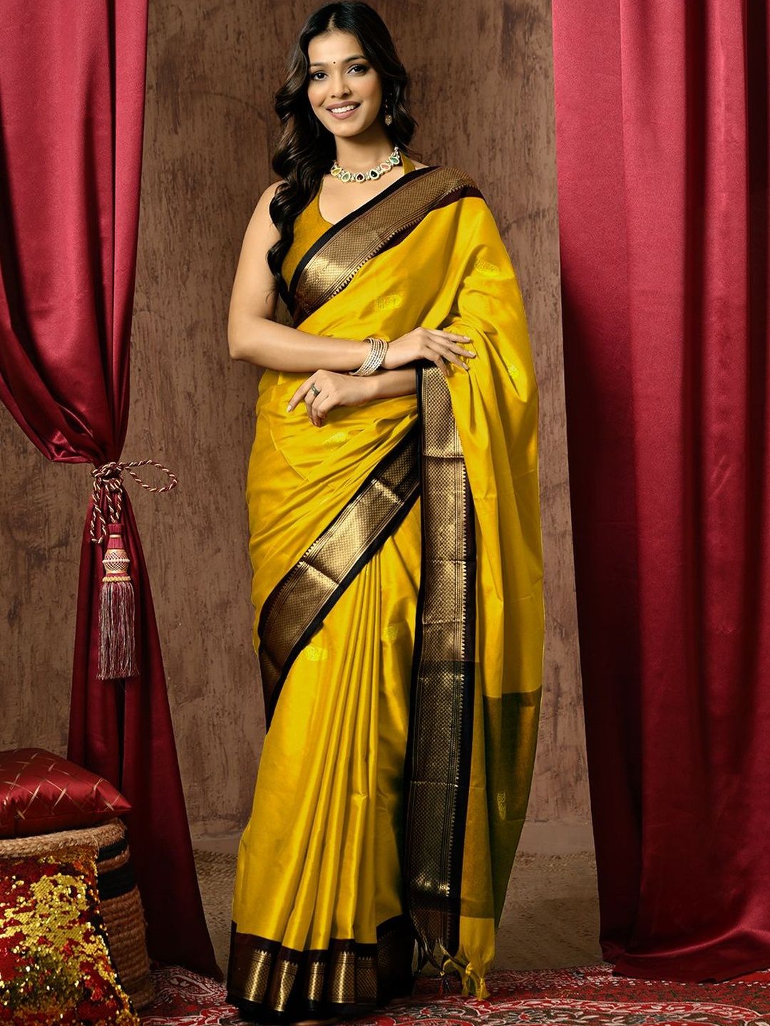 KALINI Woven Design Zari Silk Cotton Paithani Saree-image-34