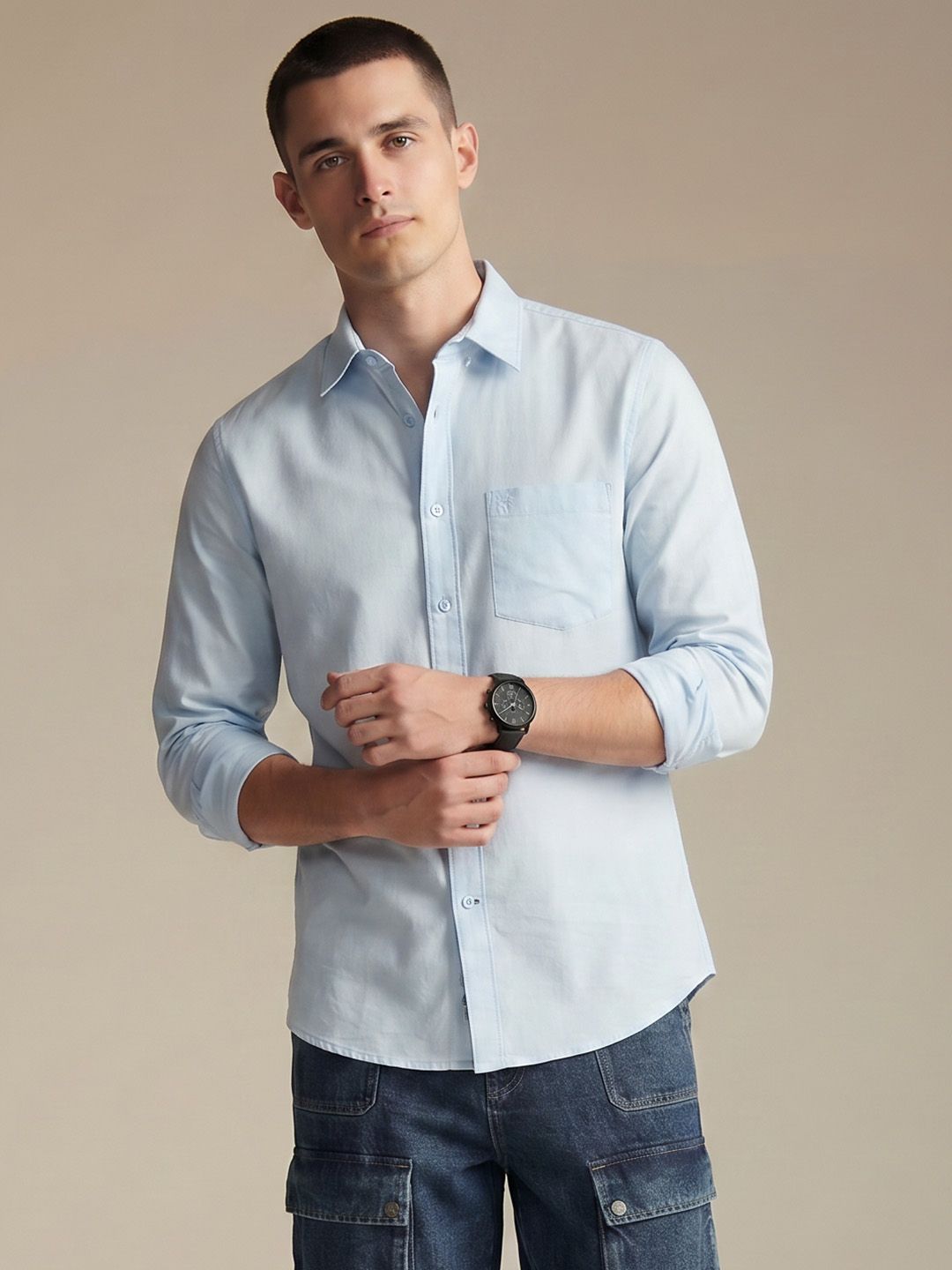 Being Human Spread Collar Moderno Fit Pure Cotton Shirt-picture-35