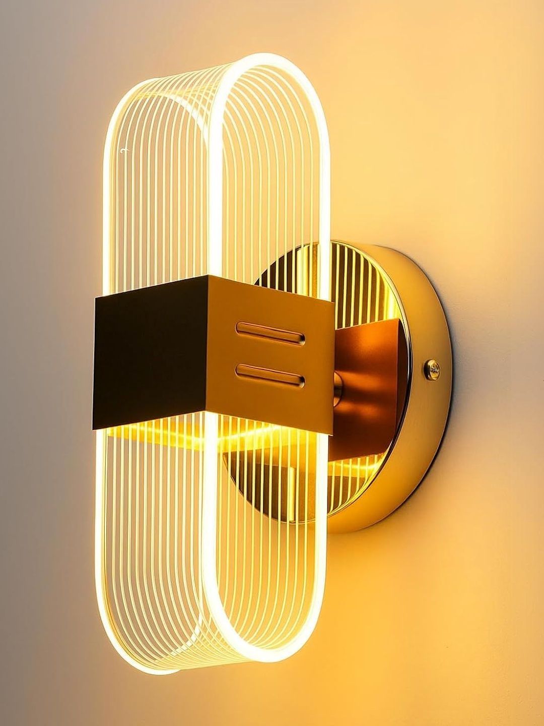 GAUVIK Transparent & Gold-Toned Metal Contemporary Abstract Shaped Shaped Wall Lamp-image-22