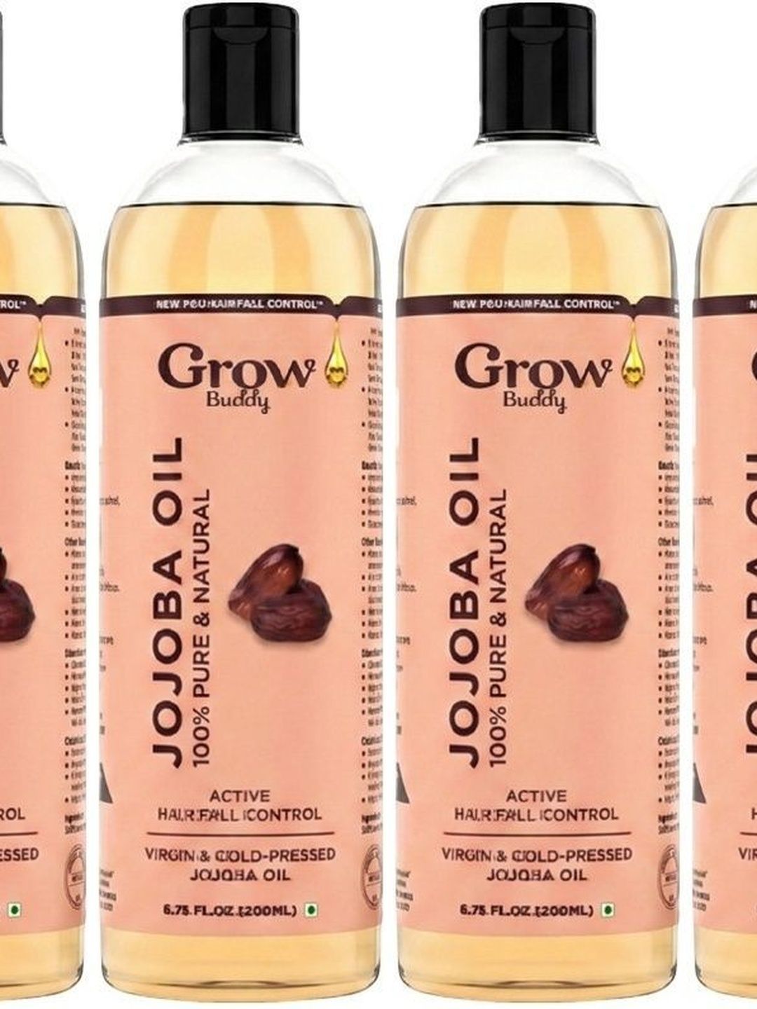 Growbuddy Set Of 6 Jojoba, Neem, Coconut Hair Oil - 200ml Each-picture-52