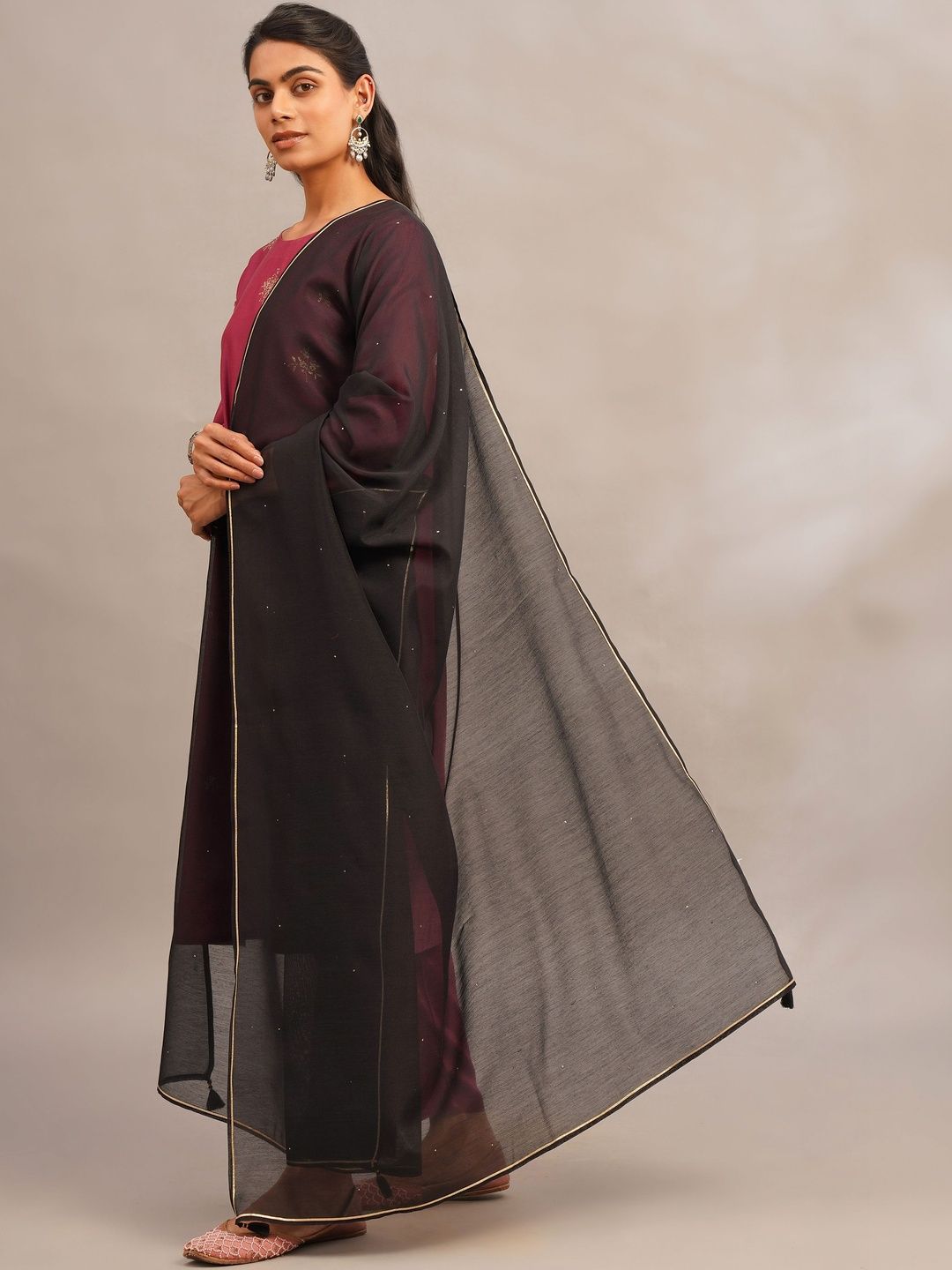 JAYPORE Cotton Silk Dupatta with Sequinned-picture-51