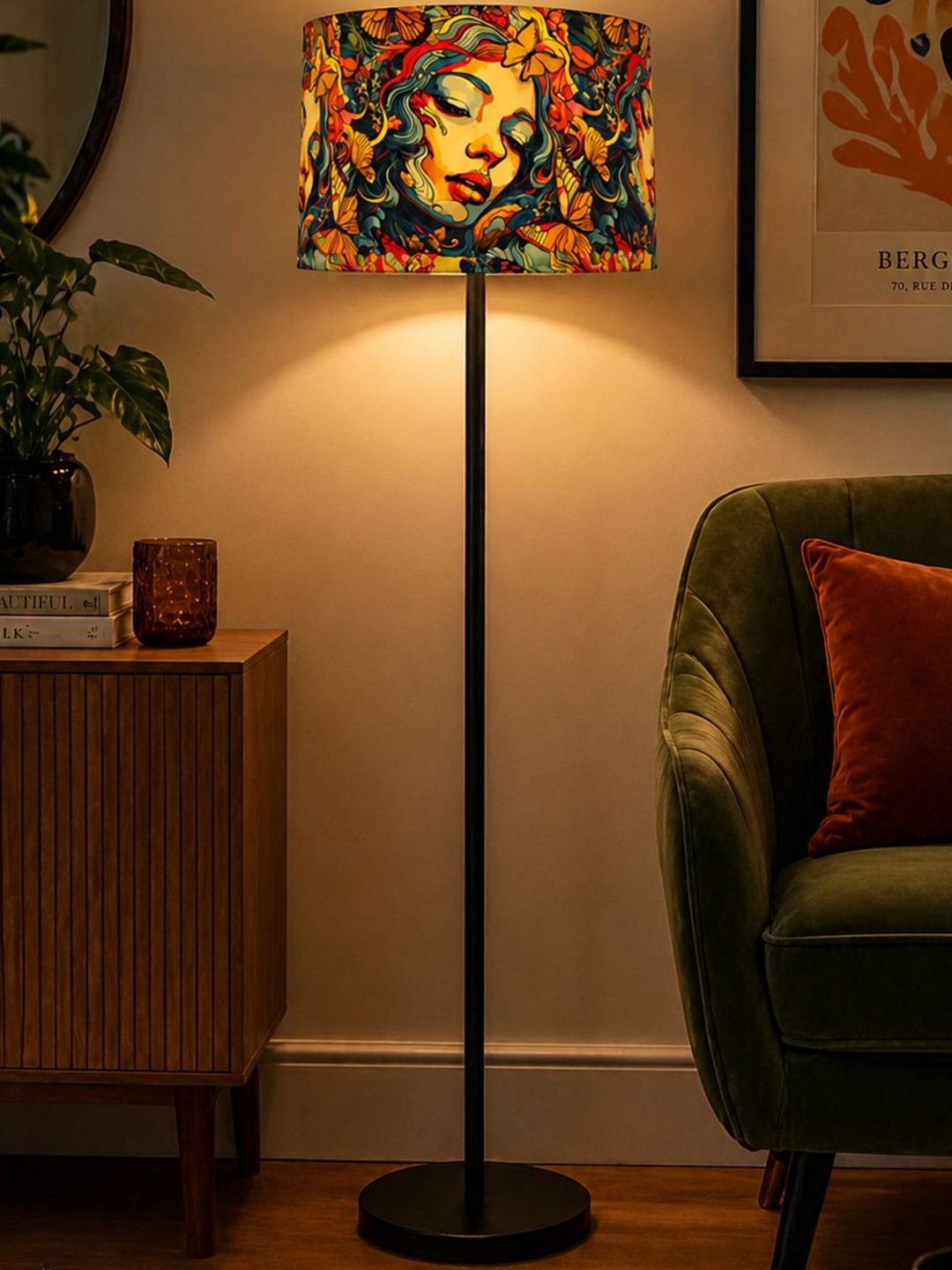 Decorcity Black & Yellow Printed Metal Cylinder Floor Lamps-image-15